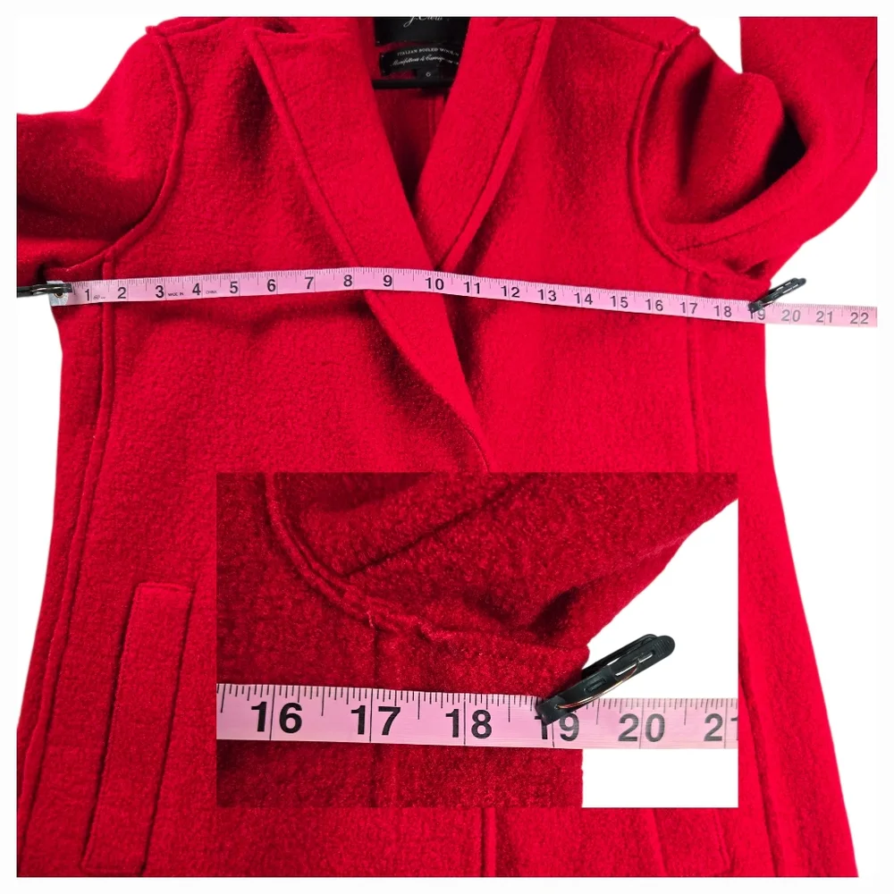 J.Crew Daphne Italian Boiled‎ Wool Red Double Breasted Unlined Coat Women Size 6